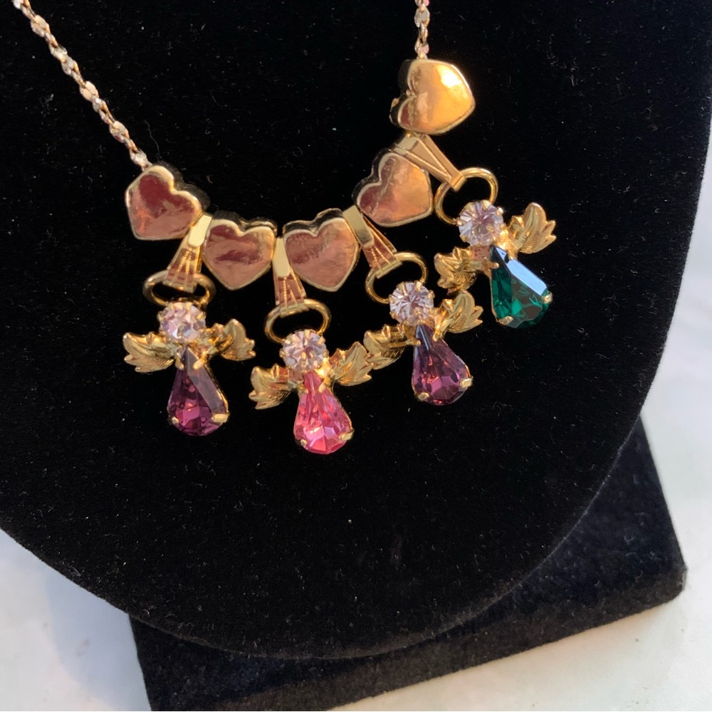 Beautiful Gold Birthstone Angel Pendent Mother's Necklace.